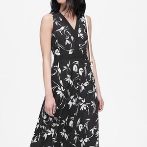 Beautiful, Sleek, Fun Black and White Floral Print Handkerchief Flowy Dress